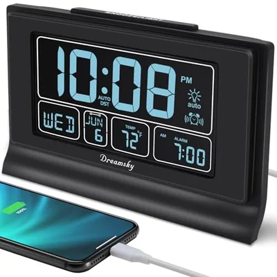 Auto-Set Alarm Clock, 5-Inch Display